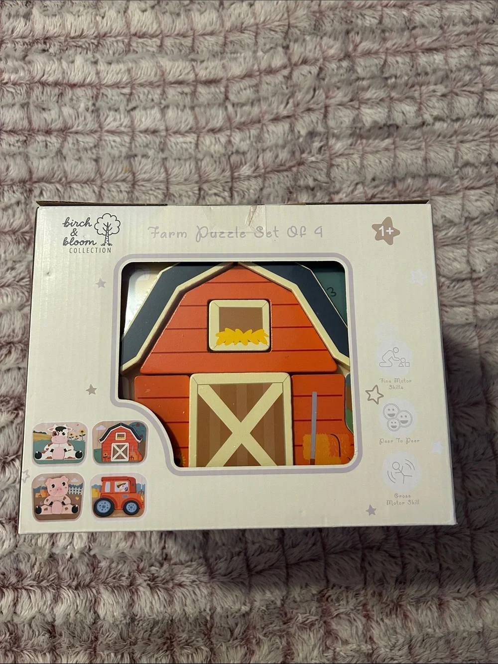 Birch & Bloom Collection wooden Farm Puzzle Set of 4 - Kids Toys new